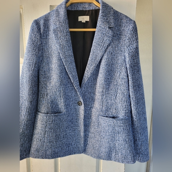 LOFT Jackets & Blazers - LOFT Women's Tweed Blue BlazerJacket Size L